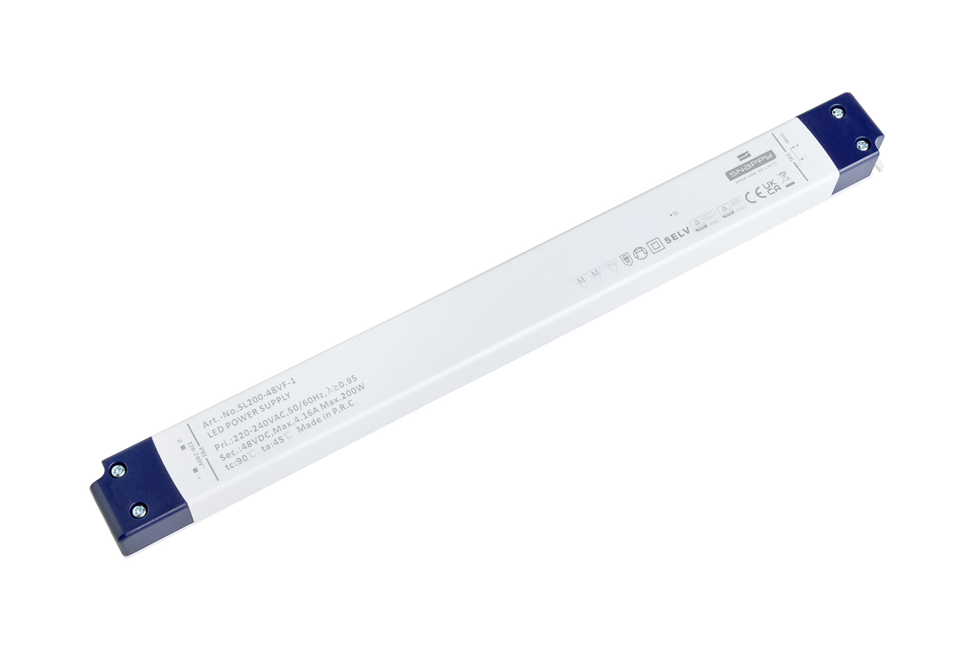 SL200-48VF-1  200W, Constant Voltage Non Dimmable LED Driver, 48VDC, 4.16A, Input 200-240VAC 50/60Hz, IP20.